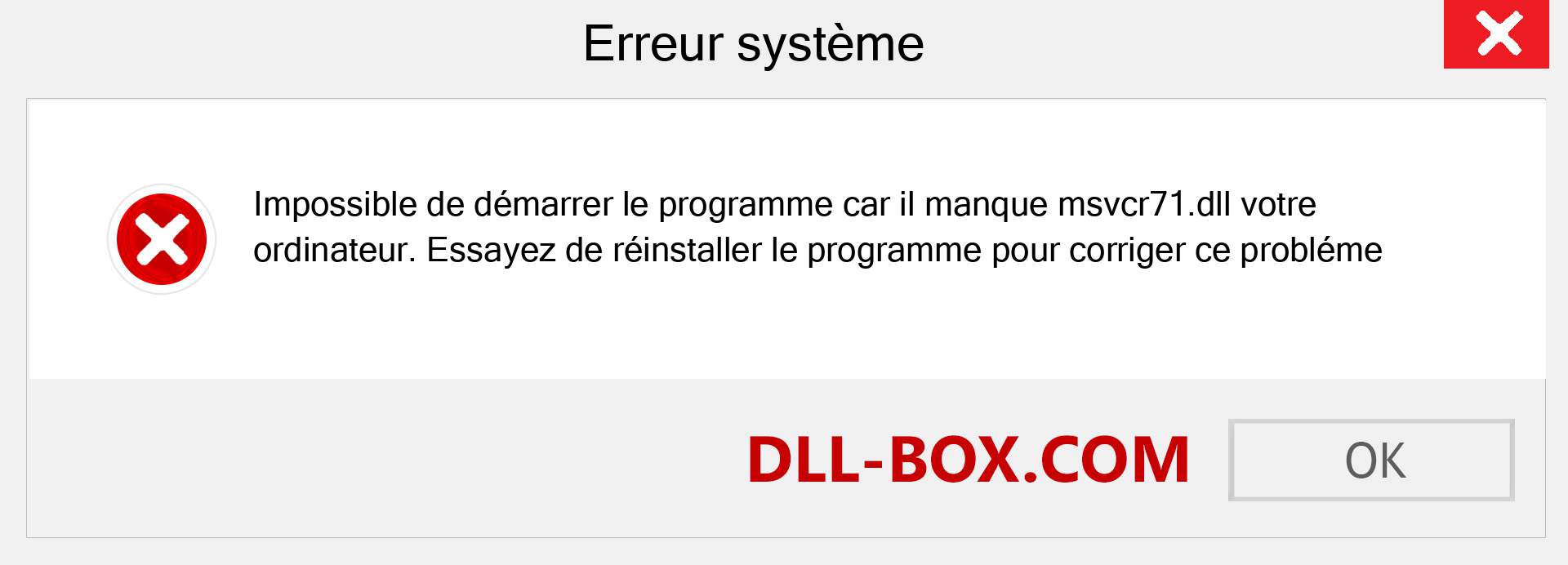 Le fichier msvcr71.dll est manquant ?. Télécharger pour Windows 7, 8, 10 - Correction de l'erreur manquante msvcr71 dll sur Windows, photos, images